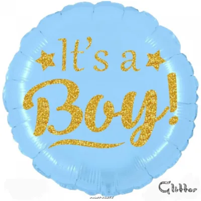 PALLONCINO IT'S A BOY GLITTER MYLAR 18 INCH.