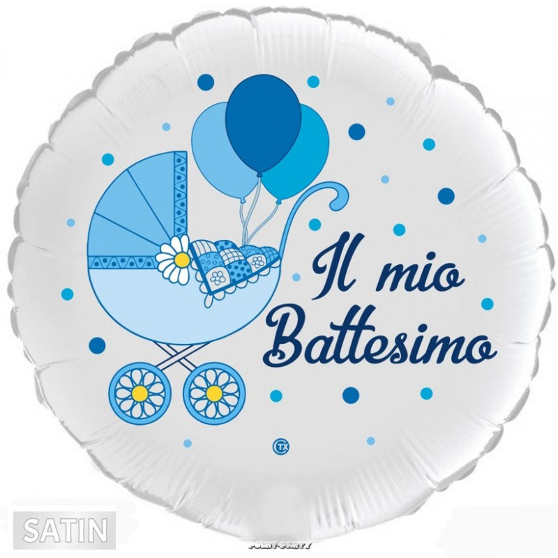 palloncino battesimo bimbo tondo bianco satinato