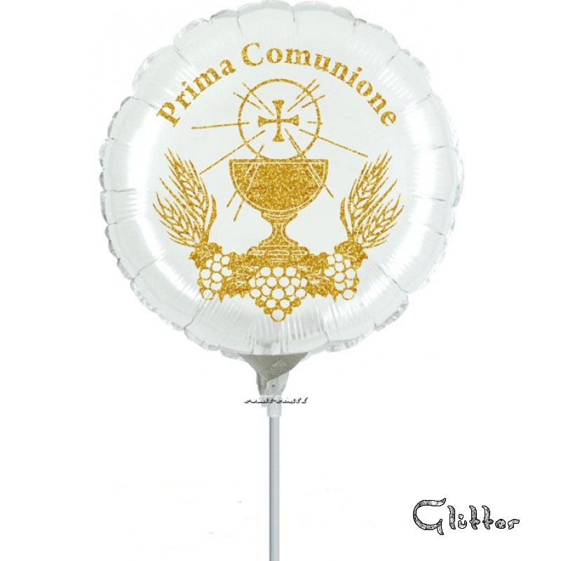 PALLONCINO MINI MYLAR PRIMA COMUNIONE GLITTER