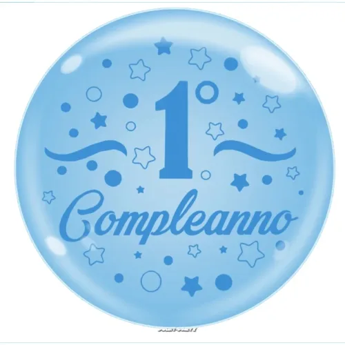 PALLONCINO 1° COMPLEANNO AZZURRO BUBBLE 18 INCH.