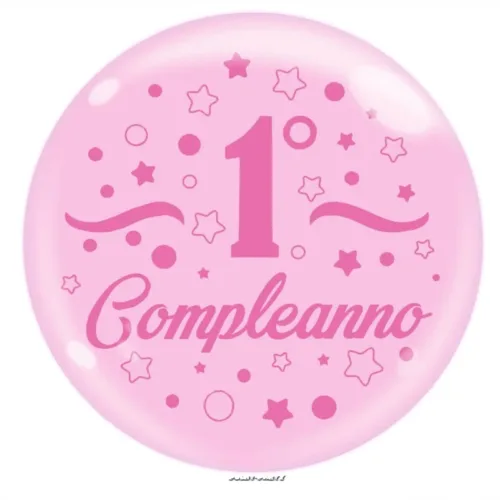 PALLONCINO 1° COMPLEANNO ROSA BUBBLE 18 INCH.
