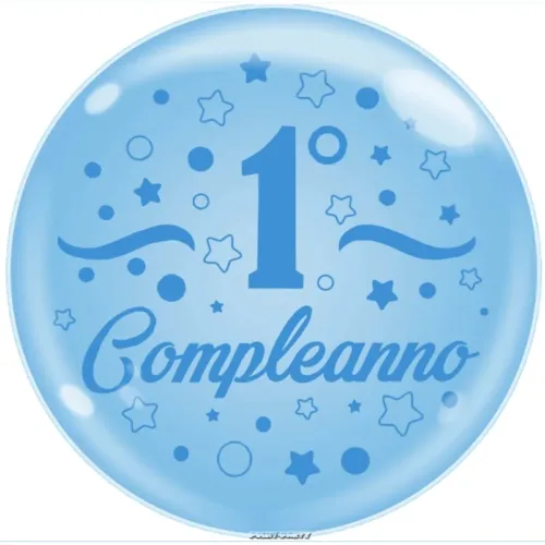 PALLONCINO 1° COMPLEANNO AZZURRO BUBBLE 24 INCH.