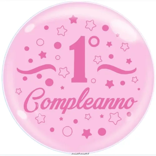 PALLONCINO 1° COMPLEANNO ROSA BUBBLE 24 INCH.