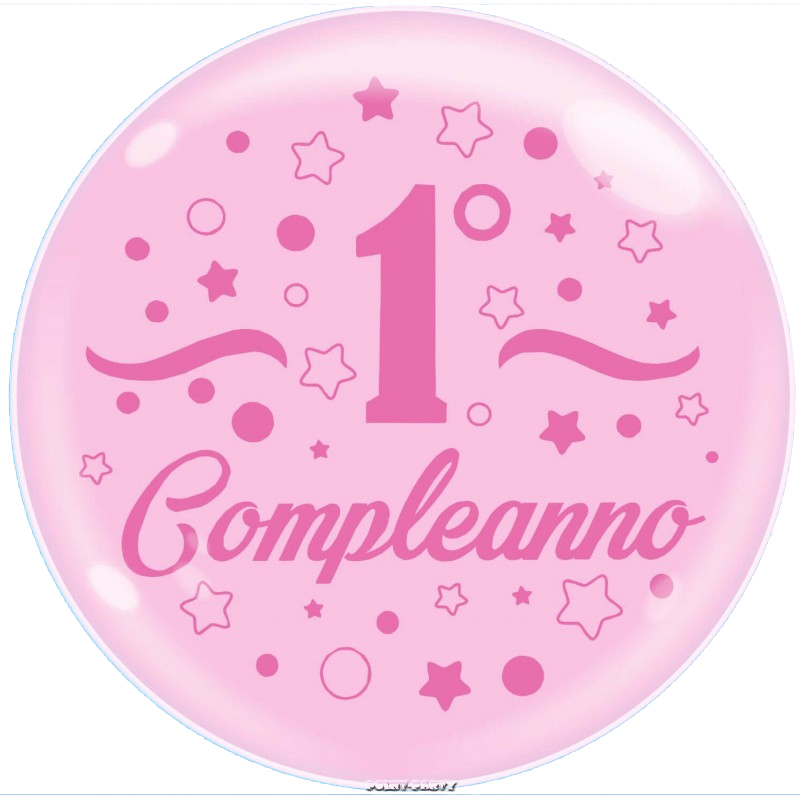 PALLONCINO BUBBLE 24 INCH. 1° COMPLEANNO ROSA - Palloncini e Accessori!