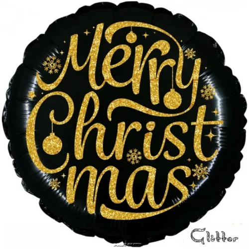 PALLONCINO MERRY CHRISTMAS GLITTER MYLAR 18 INCH.
