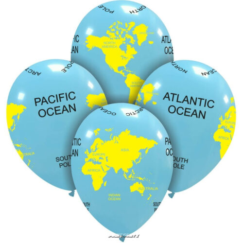 palloncino mappamondo in lattice biodegradabile