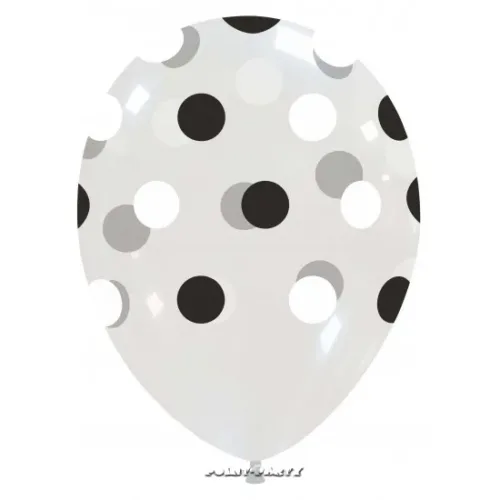 PALLONCINI P 12 INCH. POIS BIANCO NERO CF. 100 PZ.