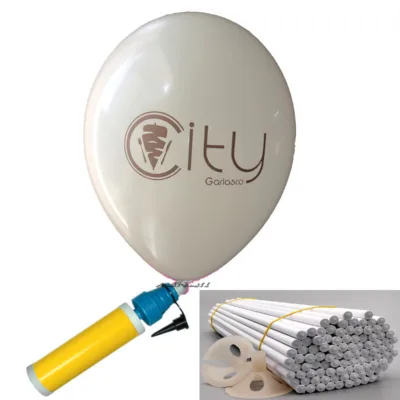 500 palloncini pubblicitari + 500 astine