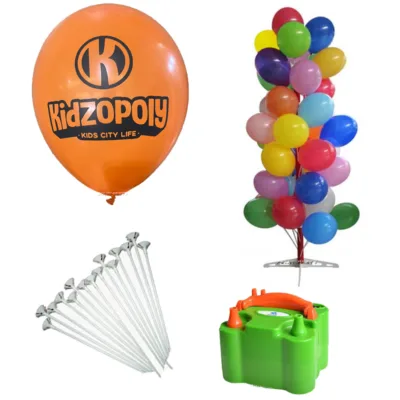 500 palloncini pubblicitari + astine + pompa elettrica + espositore